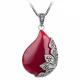 Vintage Jewelry 925 Silver Red Agate  Marcasite Drop  Pendant Necklace 18 Inches (JA1674RED)