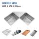 16 Gauge Apron Corner Stainless Steel Kitchen Sink  110x57