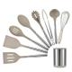 9pcs Silicone Cooking Kitchen Utensils Set Nonstick Cookware with Stainless Steel Handle Turner Tong,Spatula,Spoon brush