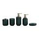 Glass Bathroom Accessories Set Green Color Round Shape With Ribbed Vertical Stripe And Small Step