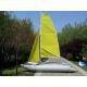 Yellow PVC  Inflatable Sailing Boat 4.5m T6 Aluminum Mast With Two Sails