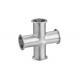 Tri Clamp Pipe Cross Stainless Steel Sanitary Pipe Fittings Dull Polished Surface