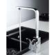 2023 Modern Single Hole Polish heavy square cast mixer tap black Brass kitchen Faucet
