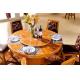 modern round solid wood marble top dining table set