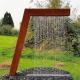 Outdoor L Shaped Corten Steel Water Feature waterfall With LED Light