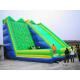 Inflatable Amusement Park , 8m Green Rock Climbing Wall With Slide For Rental