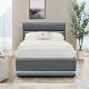 Light Grey Tufted Storage Bed No Folded 90x190 CM LED Upholstered Bed