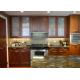 Ancient Solid Wood Kitchen Cabinets , Hanging Kitchen Wall Cabinets With Quartz Stone Countertop