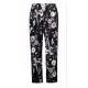 Flower Printed Ladies Slim Fit Trousers Women Long Straight Trouser With Elastic Waistband