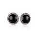 Thai Silver Jewelry 18mm Black Onyx with Marcasite Vintage Earrings (E11066)