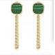 45cm Long Green Gem Pendant Earrings Studs 18K Gold Stainless Steel