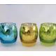 Egg Shape Glass Candle Cups Colored Blue Machine Pressed Custom Size For Wine
