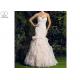 Bandage Lace Strapless Mermaid Bridal Gowns / Organza Pink Mermaid Wedding Gown