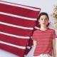 Breathable Red Striped Cotton Fabric For Tracksuit Moisture Absorbent