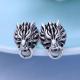 925 Black Silver Lion Unisex Design Stud Earrings(XH056786W)