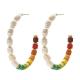 Alloy Beads Enamel Hoop Earrings , Freshwater Pearls Hoop Beaded Earrings