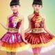 Girl's shimmer performance stage dance costumes suit with top and skirt
