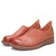 S047 About round toe women's shoes solid color polished top layer cowhide single shoes flat heel leather shoes