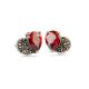 925 Silver Red Cubic Zirconia and Marcasite Heart Stud Earrings (E11067)