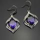 Fashion 925 Silver Oval Purple Amethyst Cubic Zircon Dangle Earrings (PSJ04872)