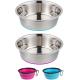 Deep Stainless Steel Anti-Slip Dog Cat Bowls with No-Spill and Non-Skid Rubber Bottom