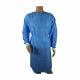 Blue Disposable Non Woven Isolation Gown With Seam Sealing Tape