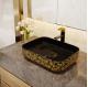 Custom Square Black Golden Art Deco Pedestal Basin 500*380*130mm