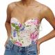 100% Polyester Women Sleeveless Tank Tops Floral Print Ladies Crop Tops