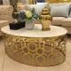 Luxury Oval Coffee Table Stainless Stain frame Artificial Marble Top for Living Room