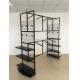 6 Wheel Clothing Store Fixtures Metal Free Standing Hanging Garment Display Stand