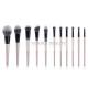 Vegan Taklon Hair 11 Pieces Synthetic Makeup Brushes With Golden Wood Handle