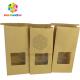 Clear Window Front Square Bottom Bleached Customized Paper Bags For Tea