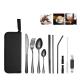 Portable Travel Stainless Steel Cutlery Set, Reusable With A Case For Fixing Tableware 11  Pieces