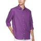 double Pleated Cuffs Mens Casual Linen Shirts L XL XXL Purple Long Sleeve