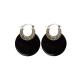 Sterling Silver Black Agate Hoop Earrings(XH021046W )