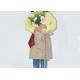 Beige Embroidery 40 * 55cm Cotton Work Apron For Kitchen Cleaning