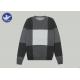 Big Check Men's Knit Pullover Sweater Black And White Casual Knitted Clothes