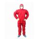 Red Color Disposable Protective Suit Acid Resistant Coveralls For Hospital