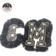 Letter Custom Made Embroidered Patches With Tassel Rhinestone Material