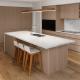 Australian Standards Contemporary Veneer Kitchen Cabinets Custom Modern Marble Countertop Wood Kitchen Cabinet for Contractors