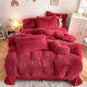 Ins Red Color Warm Mink Velvet Crystal Bedding Set for Winter Bed Linen Quilt Cover