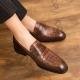 Textured ODM Mens Leather Dress Shoes Handmade Italian Style For Business Men