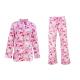 100% Cotton Flannel Button Up Womens Pyjama Sets With Piping And Long Pants