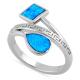 Sterling Sliver 925 Ancient Greek  Meander Key Modern Wave Design Blue Opal Ring For Women