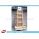 Mobile Wine Wooden Display Stands MDF Melamine Display Stand With Casters