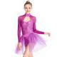 MiDee 2 in 1 Sequins Mock Neck Long Sleeves Jointed Biketard with Removable Skirt Jazz Dance Costume