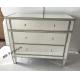 3 Drawers Silver Mirrored Nightstand , Bedroom Mirrored Glass Bedside Table