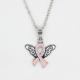 New Arrival Breast Cancer Awareness Jewelry Pink Ribbon Angel Wing Cancer Pendant Necklace Wholesale