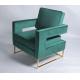 Modern Gold Stainless Steel Legs Green Velvet Occasional Chair
