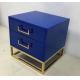Blue paint finish brass metal base 2-drawer night stand,bedside table ,hotel bedroom furniture,hospitality casegoods